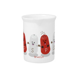 Cute kawaii salt and pepper shakers cartoon beverage pitcher