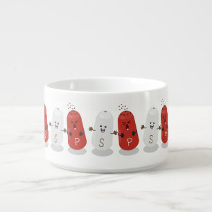 Cute kawaii salt and pepper shakers cartoon bowl