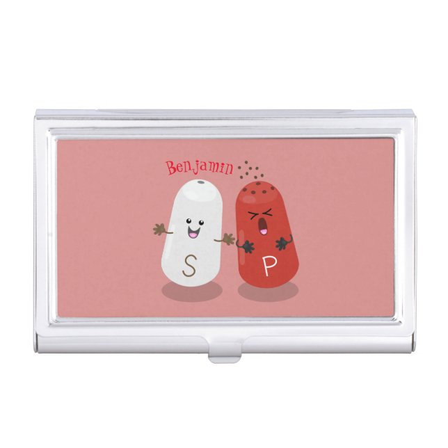 Cute kawaii salt and pepper shakers cartoon business card case (Front)