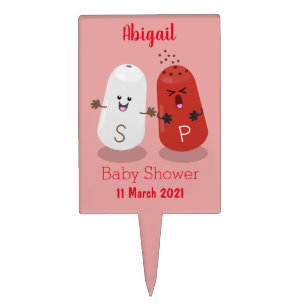 Cute kawaii salt and pepper shakers cartoon cake topper