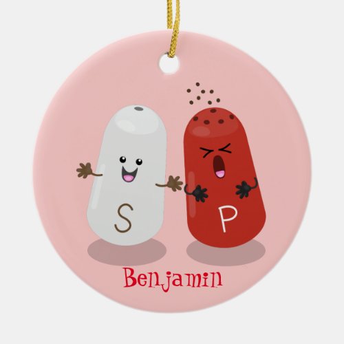 Cute kawaii salt and pepper shakers cartoon ceramic ornament