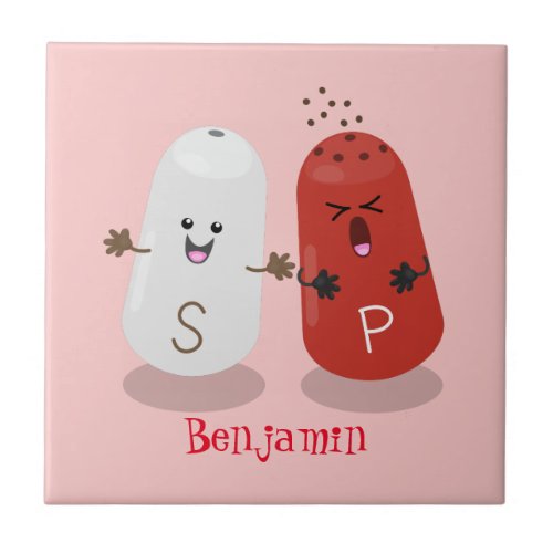 Cute kawaii salt and pepper shakers cartoon ceramic tile