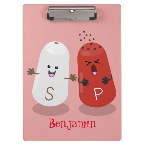 Cute kawaii salt and pepper shakers cartoon clipboard