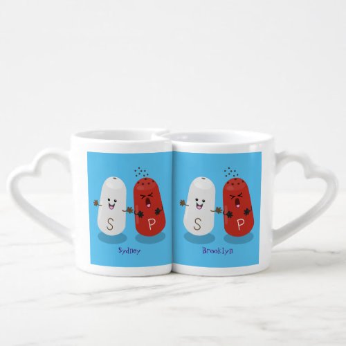 Cute kawaii salt and pepper shakers cartoon coffee mug set