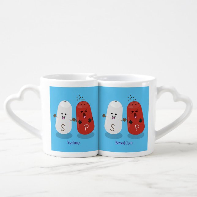 Cute kawaii salt and pepper shakers cartoon coffee mug set (Back Nesting)