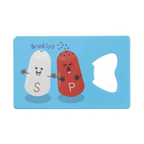 Cute kawaii salt and pepper shakers cartoon credit card bottle opener