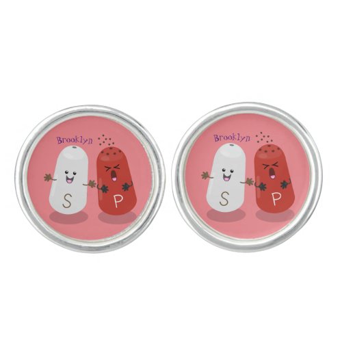 Cute kawaii salt and pepper shakers cartoon cufflinks