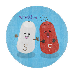 Cute kawaii salt and pepper shakers cartoon cutting board