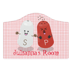 Cute kawaii salt and pepper shakers cartoon door sign
