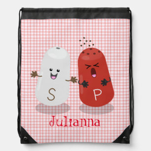 Cute kawaii salt and pepper shakers cartoon drawstring bag