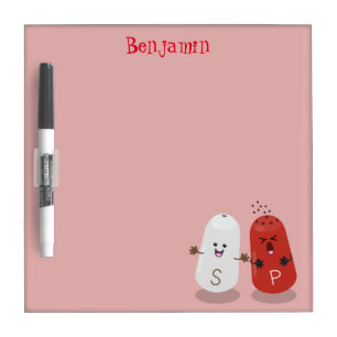 Cute kawaii salt and pepper shakers cartoon dry erase board