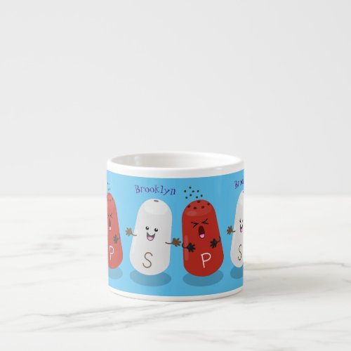 Cute kawaii salt and pepper shakers cartoon espresso cup