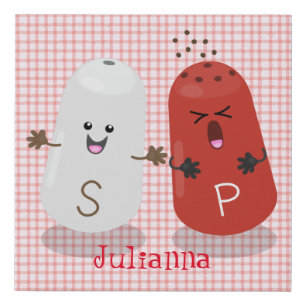 Cute kawaii salt and pepper shakers cartoon faux canvas print