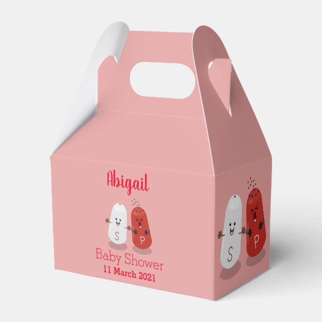 Cute kawaii salt and pepper shakers cartoon favor boxes (Front Side)