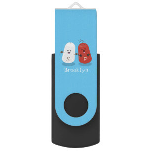 Cute kawaii salt and pepper shakers cartoon flash drive