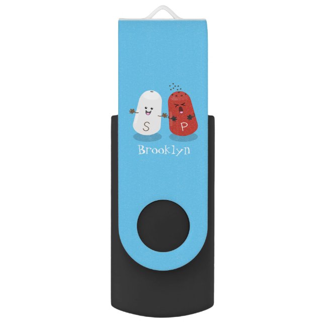 Cute kawaii salt and pepper shakers cartoon flash drive (Front Vertical)