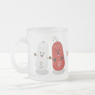 Cute kawaii salt and pepper shakers cartoon frosted glass coffee mug