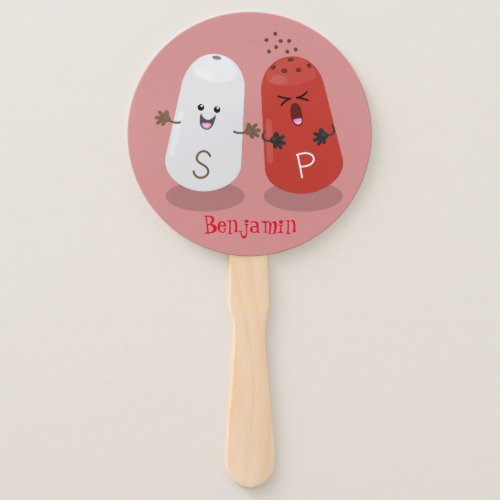 Cute kawaii salt and pepper shakers cartoon hand fan