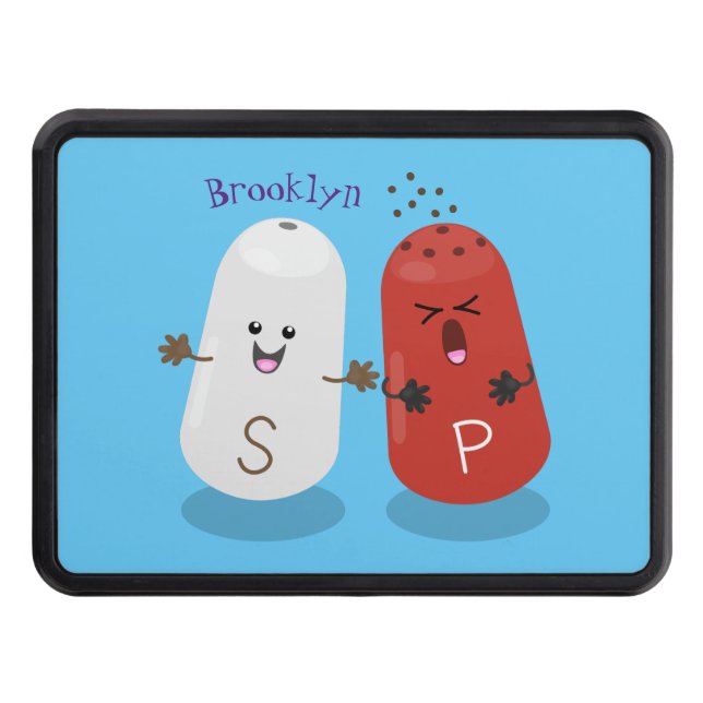 Cute kawaii salt and pepper shakers cartoon hitch cover (Front)