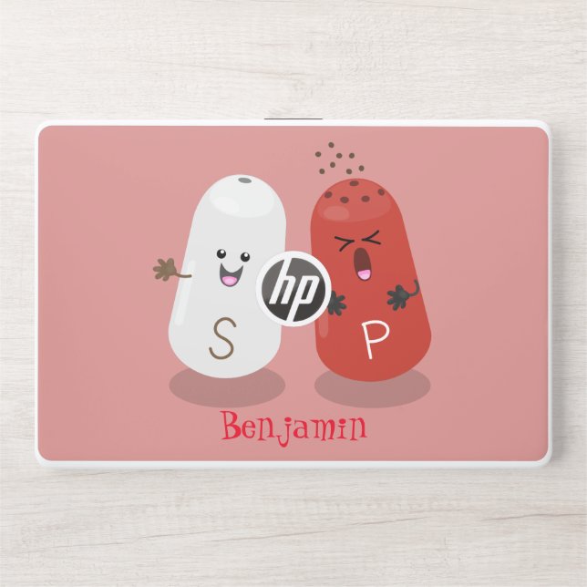 Cute kawaii salt and pepper shakers cartoon HP laptop skin (Front)