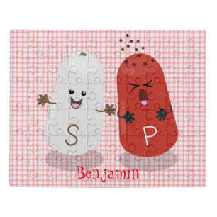 Cute kawaii salt and pepper shakers cartoon jigsaw puzzle