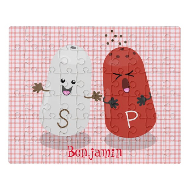 Cute kawaii salt and pepper shakers cartoon jigsaw puzzle (Puzzle Horizontal)