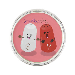 Cute kawaii salt and pepper shakers cartoon lapel pin