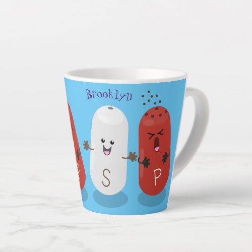 Cute kawaii salt and pepper shakers cartoon latte mug