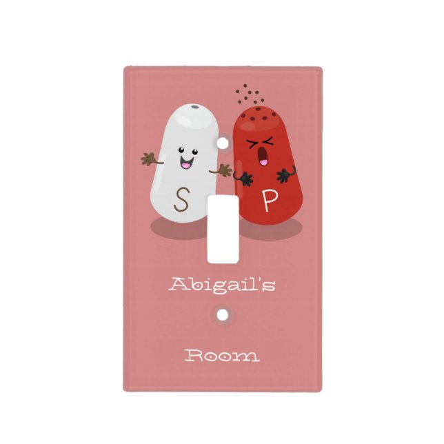 Cute kawaii salt and pepper shakers cartoon  light switch cover (Front)