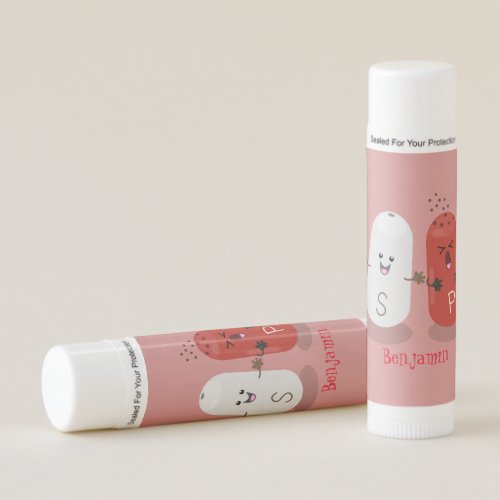 Cute kawaii salt and pepper shakers cartoon lip balm