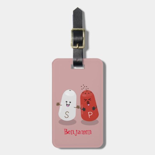 Cute kawaii salt and pepper shakers cartoon luggage tag