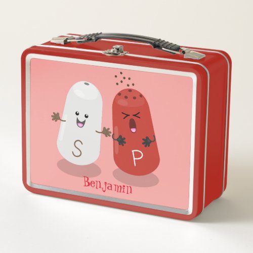 Cute kawaii salt and pepper shakers cartoon metal lunch box
