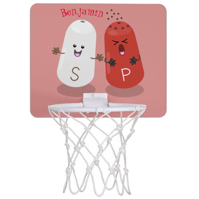 Cute kawaii salt and pepper shakers cartoon mini basketball hoop (Front)