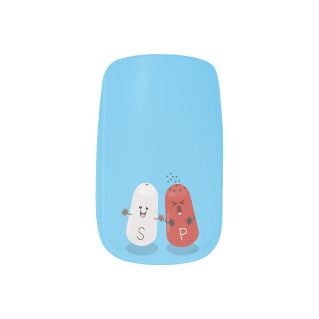Cute kawaii salt and pepper shakers cartoon minx nail art (Left Thumb)