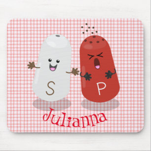 Cute kawaii salt and pepper shakers cartoon mouse pad