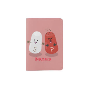Cute kawaii salt and pepper shakers cartoon passport holder
