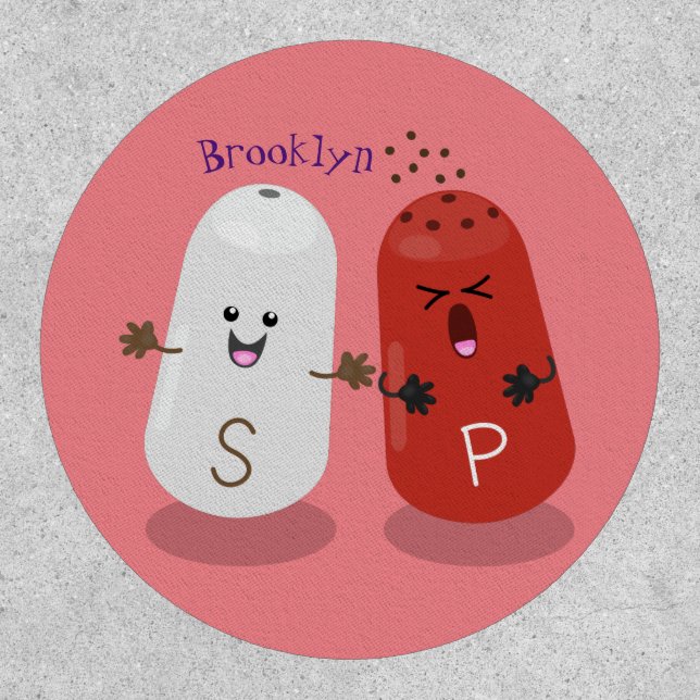 Cute kawaii salt and pepper shakers cartoon patch (Front)