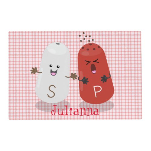Cute kawaii salt and pepper shakers cartoon placemat