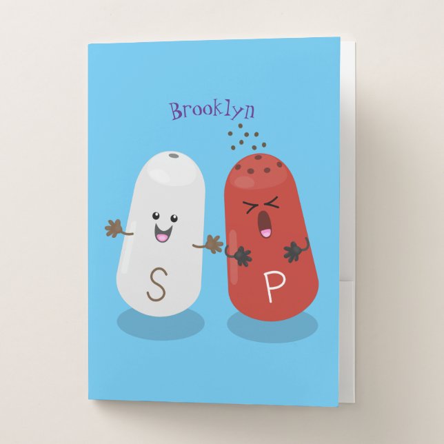 Cute kawaii salt and pepper shakers cartoon pocket folder (Front)
