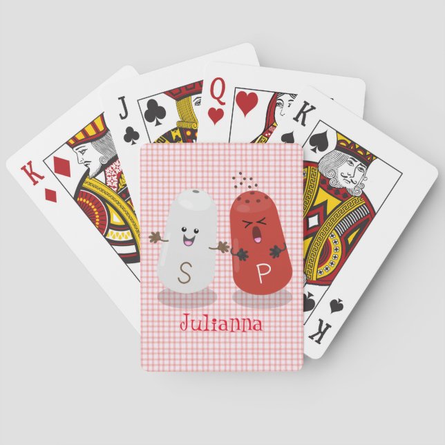 Cute kawaii salt and pepper shakers cartoon poker cards (Back)
