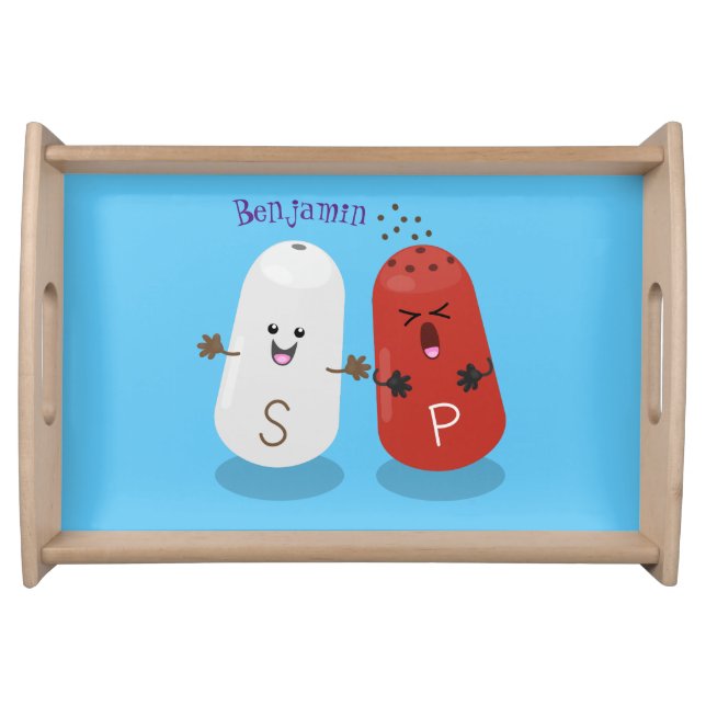 Cute kawaii salt and pepper shakers cartoon serving tray (Front)