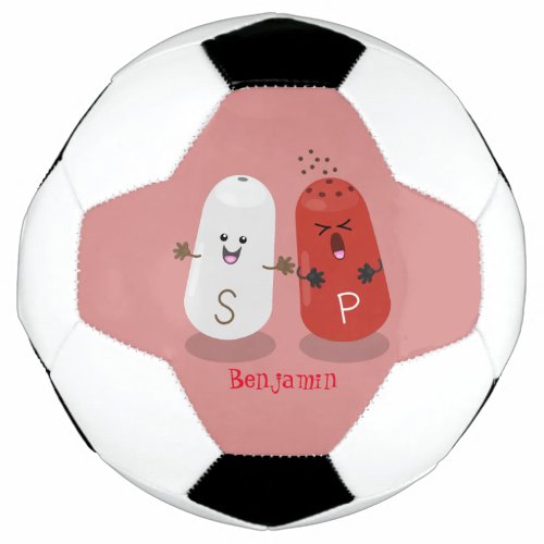 Cute kawaii salt and pepper shakers cartoon soccer ball