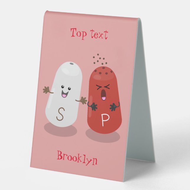 Cute kawaii salt and pepper shakers cartoon table tent (Front)