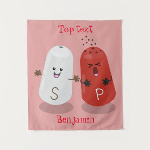 Cute kawaii salt and pepper shakers cartoon tapestry