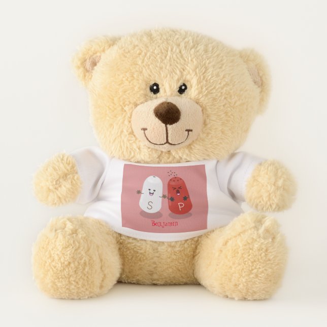 Cute kawaii salt and pepper shakers cartoon teddy bear (Front)