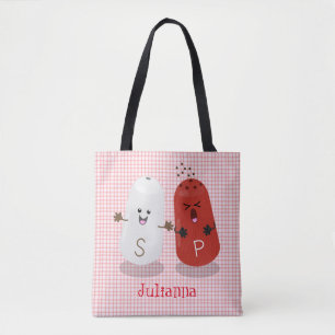 Cute kawaii salt and pepper shakers cartoon tote bag
