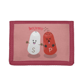 Cute kawaii salt and pepper shakers cartoon tri-fold wallet