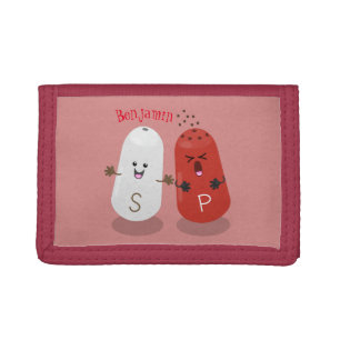 Cute kawaii salt and pepper shakers cartoon tri-fold wallet