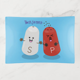 Cute kawaii salt and pepper shakers cartoon trinket tray