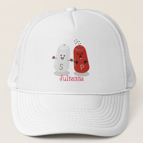 Cute kawaii salt and pepper shakers cartoon trucker hat